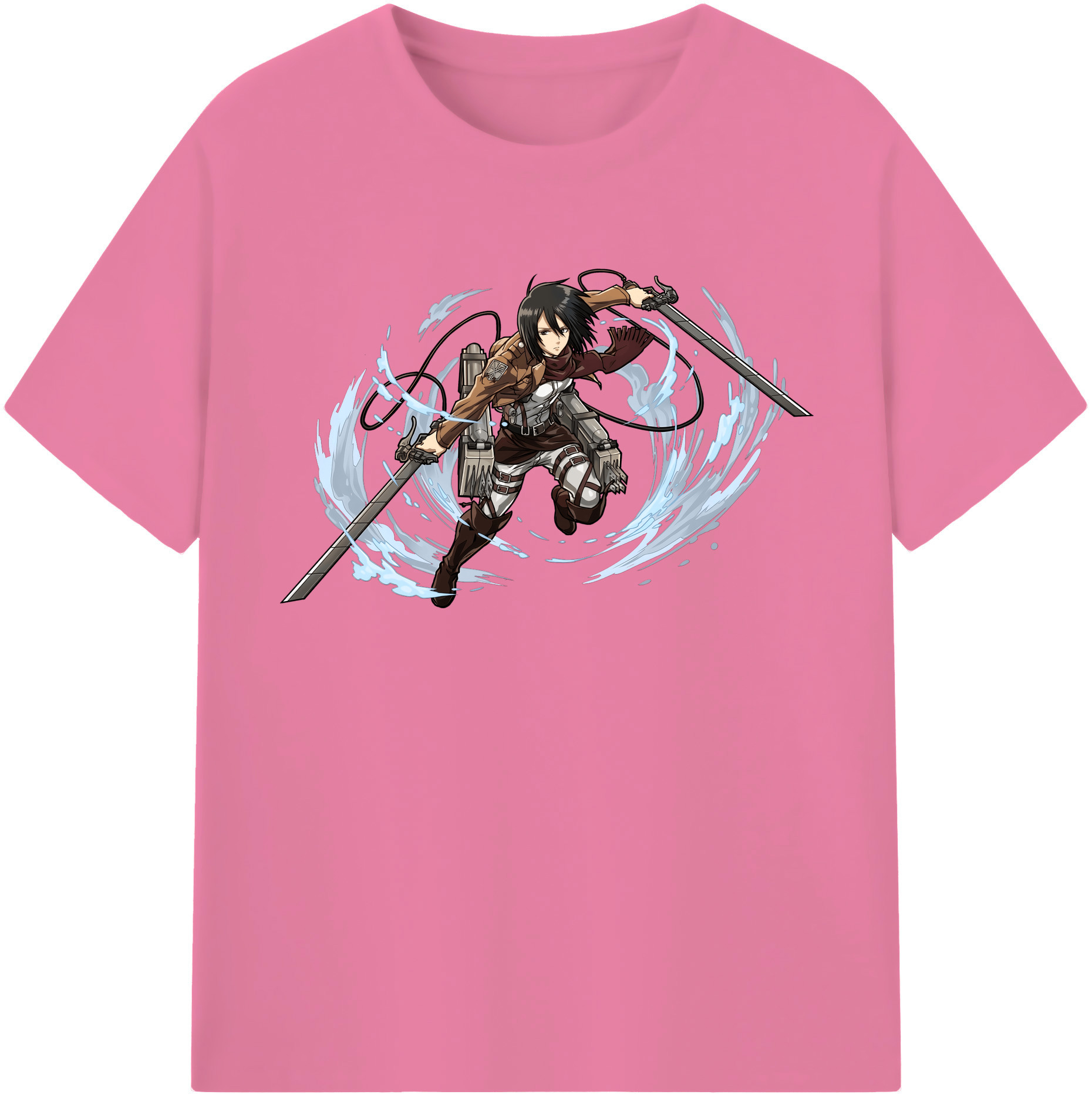 （画像用） 進撃の巨人 ミカサ·アッカーマン Attack on Titan Mikasa Ackerman 綿100％半袖Tシャツ（フロントプリント）
